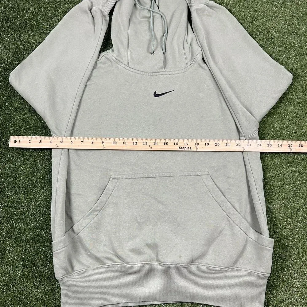 Nike Men's Grey and Green Hoodie